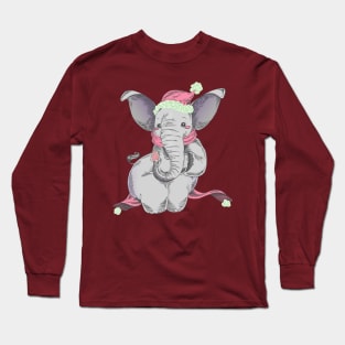 Snuggly Elephant with a Frosted Sugar Cookie Long Sleeve T-Shirt